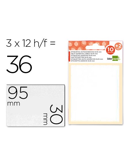Etiquetas liderpapel sobre de 10 h. + 2 h. obsequio 30x95 mm 2 unidades por hoja