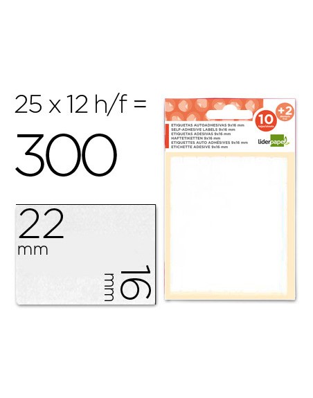 Etiquetas liderpapel sobre de 10 h. + 2 h. obsequio 16x22 mm -25 unidades por hoja