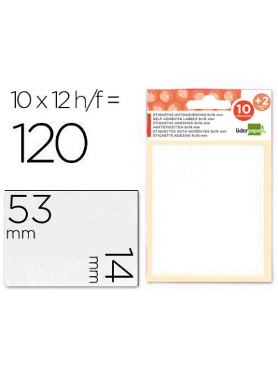 Etiquetas liderpapel sobre de 10 h. + 2 h. obsequio 14x53 mm -10 unidades por hoja