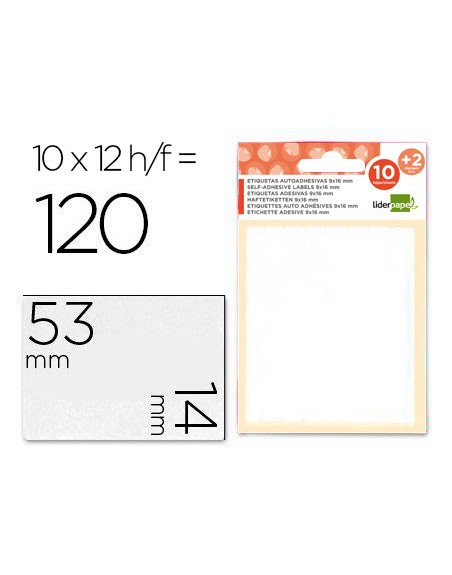 Etiquetas liderpapel sobre de 10 h. + 2 h. obsequio 14x53 mm -10 unidades por hoja