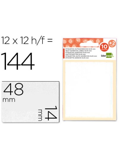 Etiquetas liderpapel sobre de 10 h. + 2 h. obsequio 14x48 mm -10 unidades por hoja