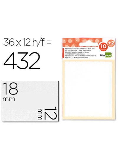 Etiquetas liderpapel sobre de 10 h. + 2 h. obsequio 12x18 mm -36 unidades por hoja