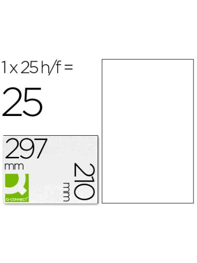 Etiqueta adhesiva q-connect kf00228 -tamaño din a4 -para ink-jet -transparente -caja con 25 hojas din-a4