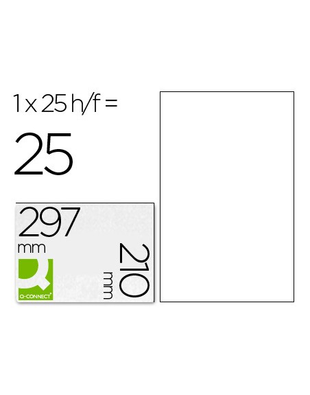 Etiqueta adhesiva q-connect kf00228 -tamaño din a4 -para ink-jet -transparente -caja con 25 hojas din-a4