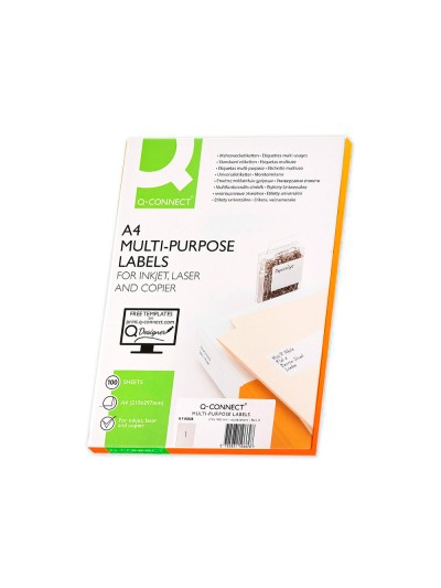 Etiqueta adhesiva q-connect kf00228 -tamaño din a4 -para ink-jet -transparente -caja con 25 hojas din-a4