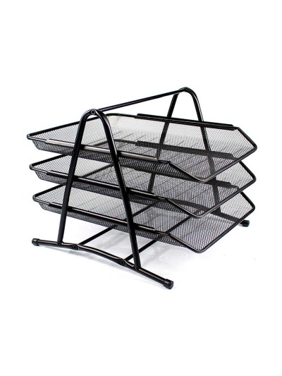 Bandeja sobremesa metalica q-connect kf00823 rejilla negra 3 bandejas movibles 350x278x275 mm