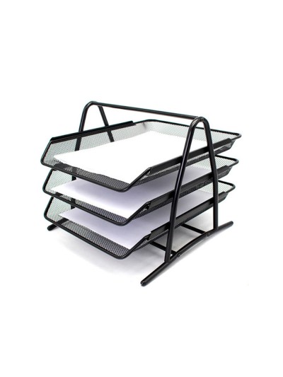 Bandeja sobremesa metalica q-connect kf00823 rejilla negra 3 bandejas movibles 350x278x275 mm