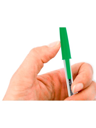 Boligrafo transparente q-connect verde medio kf01043