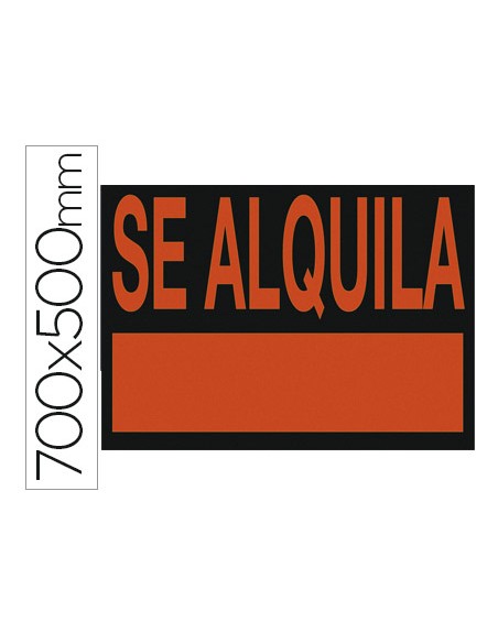 Cartel plastico archivo 2000 /'se alquila/' rojo fluorescente 700x500 mm