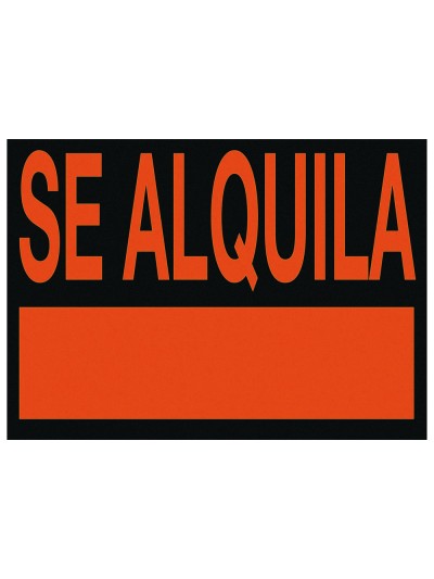Cartel plastico archivo 2000 /'se alquila/' rojo fluorescente 700x500 mm