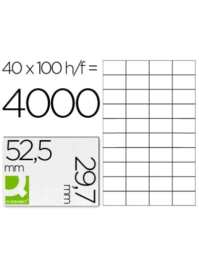 Etiqueta adhesiva q-connect kf00574 -tamaño 52,5x29,7 mm -fotocopiadora -laser -ink-jet-caja con 100 hojas din a4