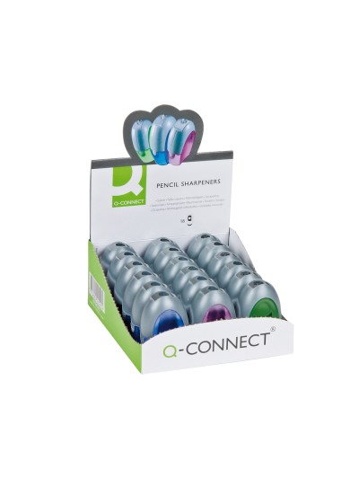 Sacapuntas q-connect metalico 2 usos con deposito