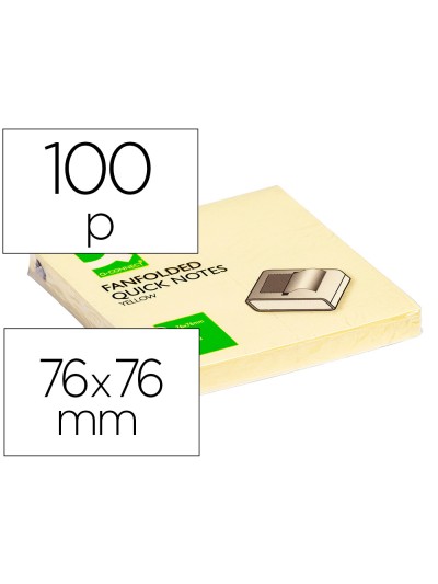 Bloc de notas adhesivas quita y pon q-connect 76x76 mm zig-zag