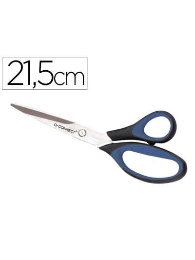 Tijera oficina q-connect mango caucho 8/' 21'5 cm blister de seguridad