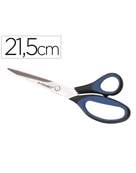Tijera oficina q-connect mango caucho 8/' 21'5 cm blister de seguridad