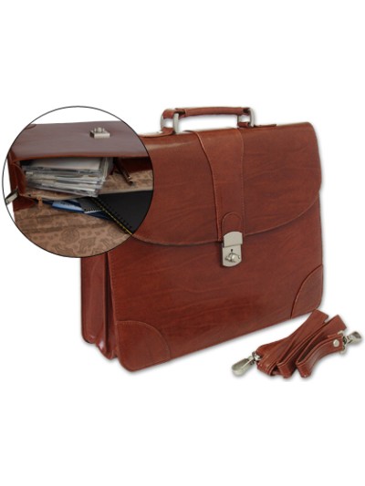 Cartera portadocumentos q-connect kf02610 con correa y dptos interiores marron