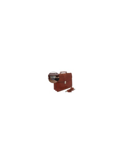 Cartera portadocumentos q-connect kf02610 con correa y dptos interiores marron