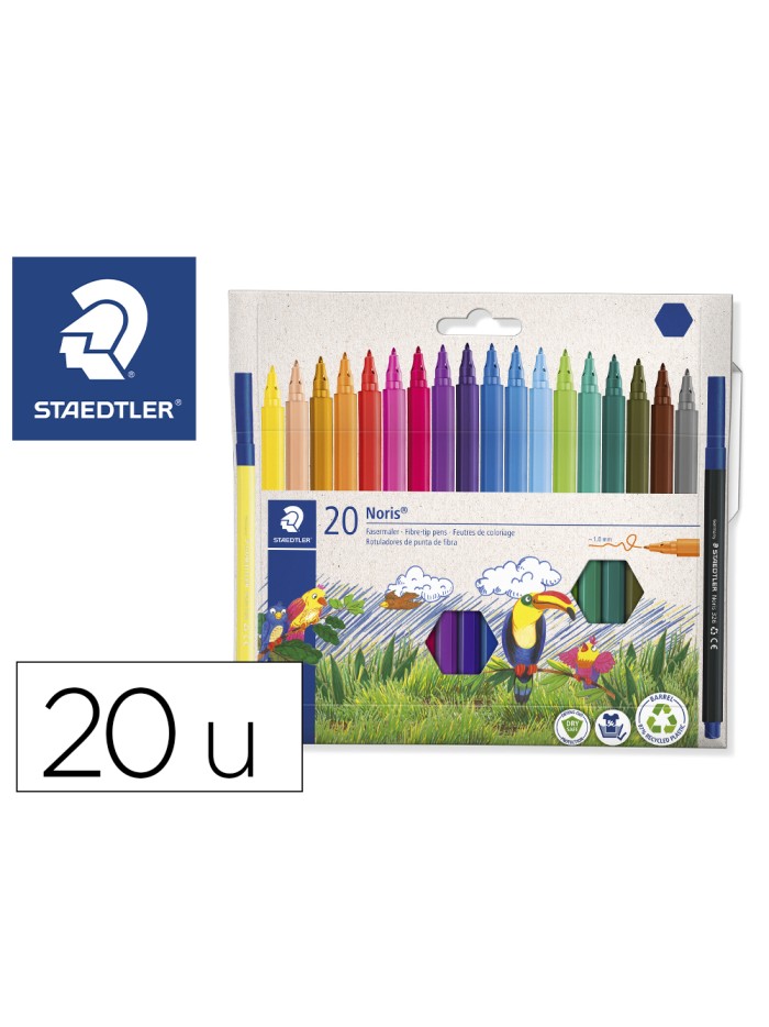 Rotulador staedtler noris 326 punta de fibra nuevo cuerpo hexagonal caja de 20 unidades colores surtidos Rotulador staedtler noris 326 punta de fibra nuevo cuerpo hexagonal caja de 20 unidades colores surtidos