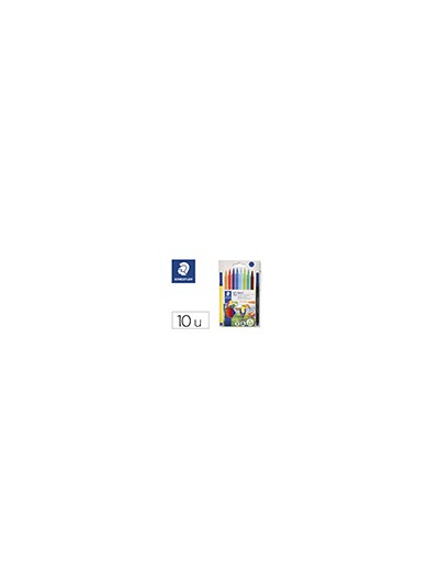 Rotulador staedtler noris 326 punta de fibra nuevo cuerpo hexagonal caja de 10 unidades colores surtidos