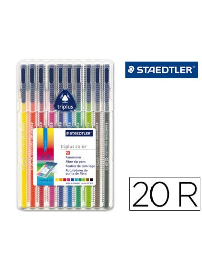Rotulador staedtler triplus color 323 estuche de 20 unidades colores surtidos
