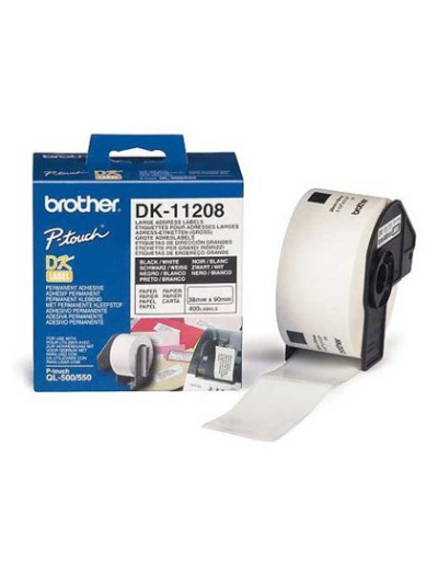 Etiqueta adhesiva brother dk11208 -tamaño 38x90 mm para impresoras de etiquetas ql -400 etiquetas-