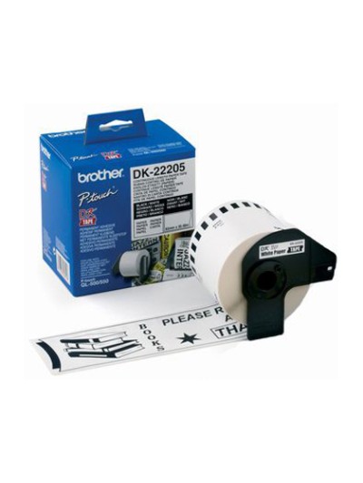 Cinta de papel continuo brother dk-22205 para impresoras de etiquetas ql