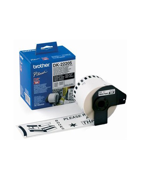 Cinta de papel continuo brother dk-22205 para impresoras de etiquetas ql
