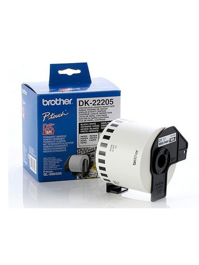Cinta de papel continuo brother dk-22205 para impresoras de etiquetas ql