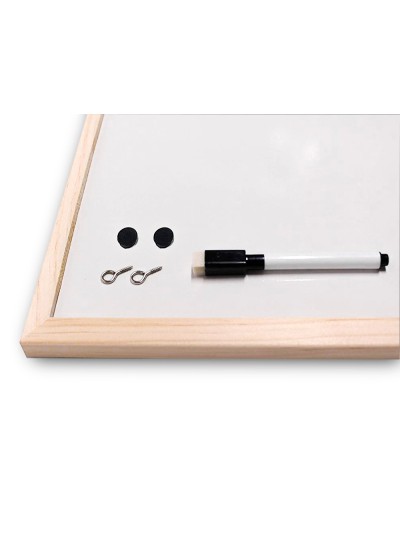 Pizarra blanca q-connect laminada marco de madera 90x60 cm