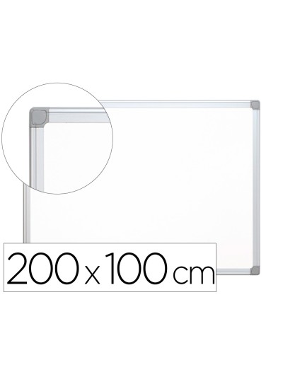 Pizarra blanca q-connect laminada marco de aluminio 200x100 cm