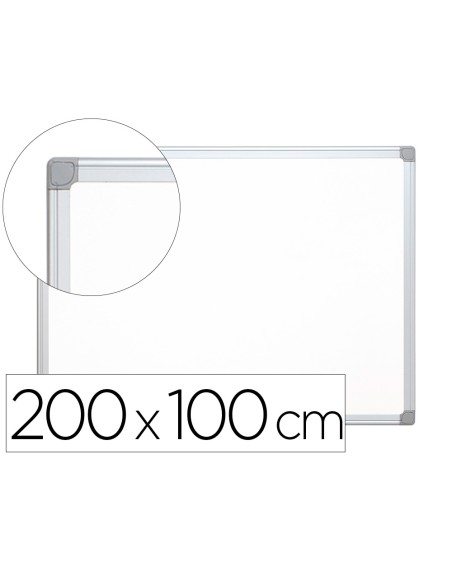 Pizarra blanca q-connect laminada marco de aluminio 200x100 cm