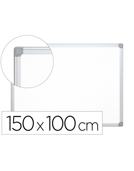 Pizarra blanca q-connect laminada marco de aluminio 150x100 cm