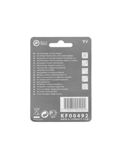 Pila q-connect alcalina 9v blister con 1 unidad