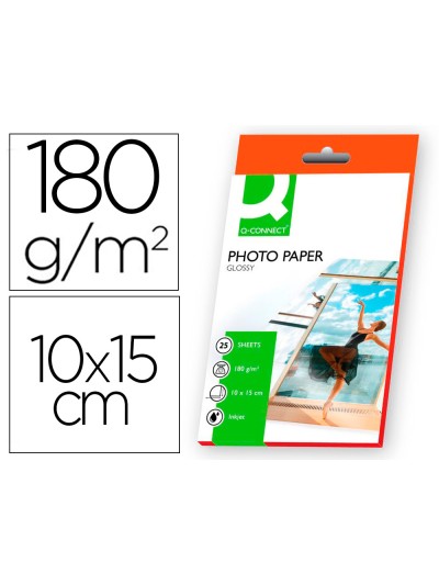 Papel q-connect foto glossy kf01905 10x15 cm digital photo para ink-jet bolsa de 25 hojas de 180 gr