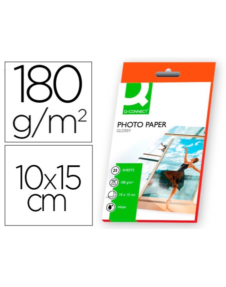 Papel q-connect foto glossy kf01905 10x15 cm digital photo para ink-jet bolsa de 25 hojas de 180 gr