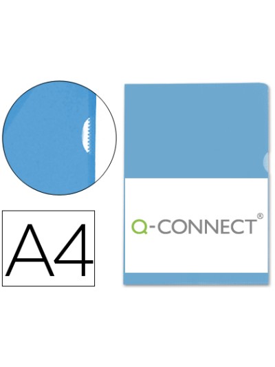 Carpeta dossier uñero plastico q-connect din a4 120 micras azul -bolsa de 10 unidades
