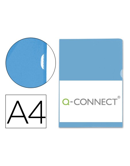 Carpeta dossier uñero plastico q-connect din a4 120 micras azul -bolsa de 10 unidades