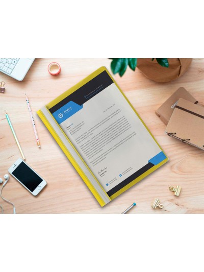 Carpeta dossier fastener plastico q-connect din a4 amarilla