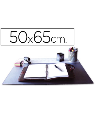 Vade sobremesa q-connect negro con solapas transparentes 50x63 cm