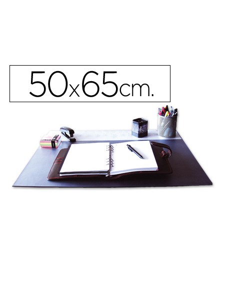Vade sobremesa q-connect negro con solapas transparentes 50x63 cm