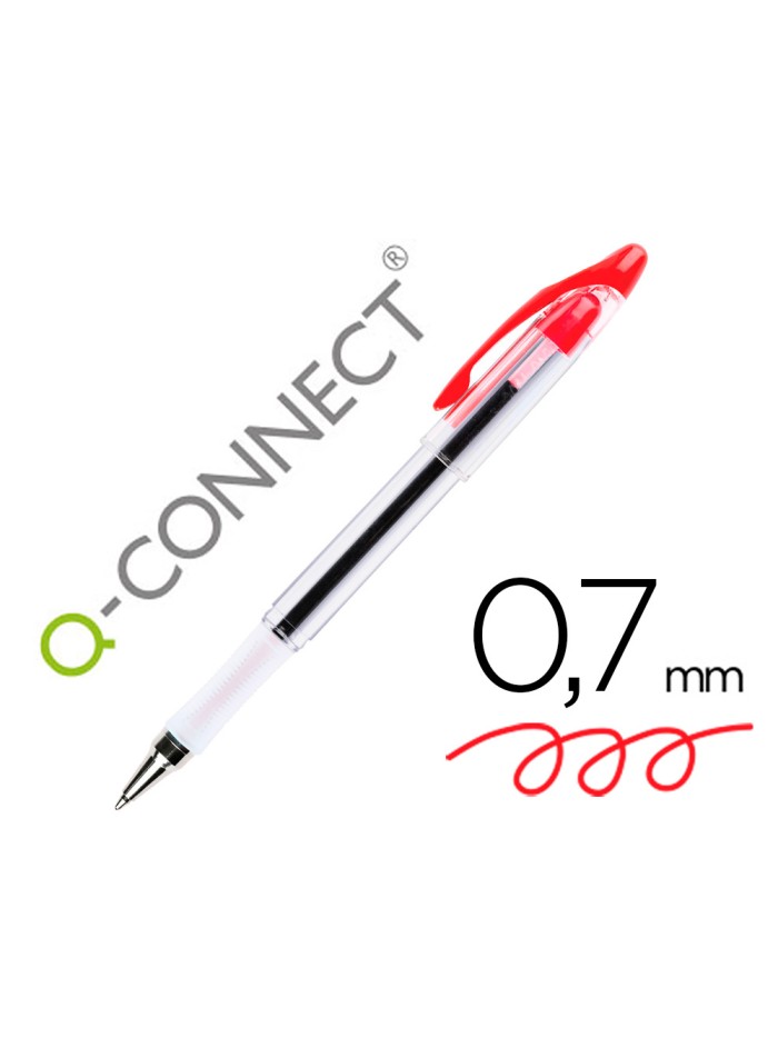 Boligrafo q-connect delta rojo sujecion de caucho con capuchon Boligrafo q-connect delta rojo sujecion de caucho con capuchon