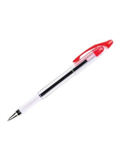 Boligrafo q-connect delta rojo sujecion de caucho con capuchon