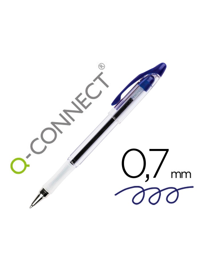 Boligrafo q-connect delta azul sujecion de caucho con capuchon Boligrafo q-connect delta azul sujecion de caucho con capuchon