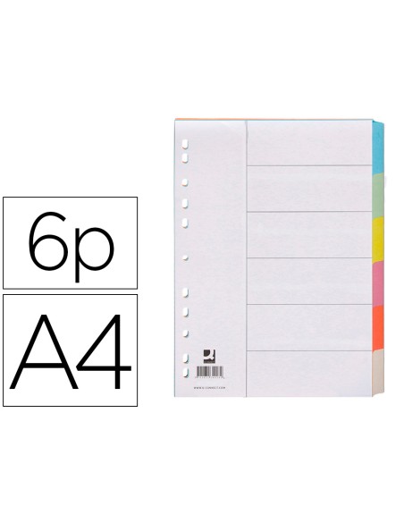 Separador q-connect cartulina juego de 6 separadores din a4 multitaladro