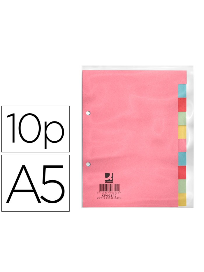 Separador q-connect cartulina juego de 10 separadores din a5 Separador q-connect cartulina juego de 10 separadores din a5
