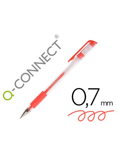 Boligrafo q-connect tinta gel rojo 0,7 mm sujecion de caucho