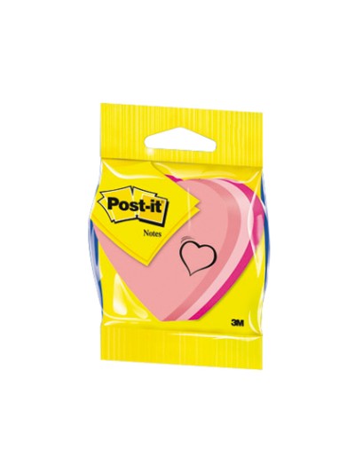 Blister papeleria 3m 2007h cubo de notas post-it troquelado corazon 3 colores neon