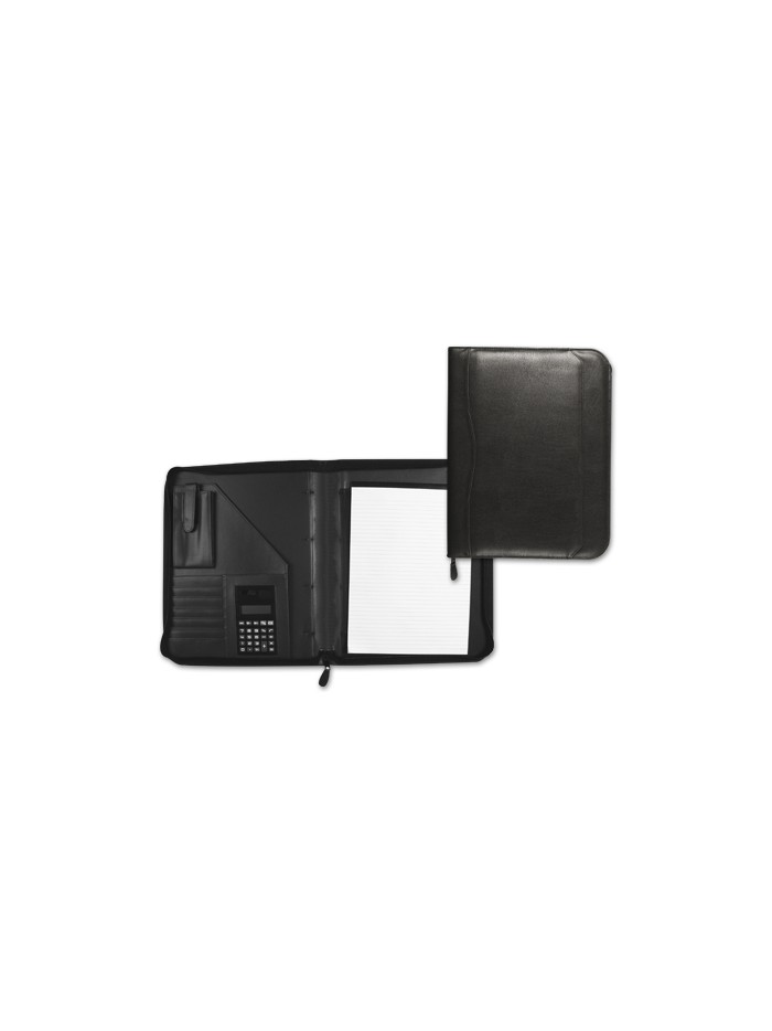 Carpeta portafolios q-connect cremallera sin anillas con calculadora y bolsa para movil color negro 260x355 mm Carpeta portafolios q-connect cremallera sin anillas con calculadora y bolsa para movil color negro 260x355 mm