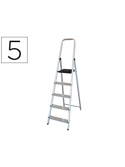 Escalera q-connect de aluminio 5 peldaños 1062x483x1675 mm peso maximo 150 kg en-131