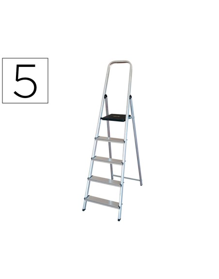 Escalera q-connect de aluminio 5 peldaños 1062x483x1675 mm peso maximo 150 kg en-131